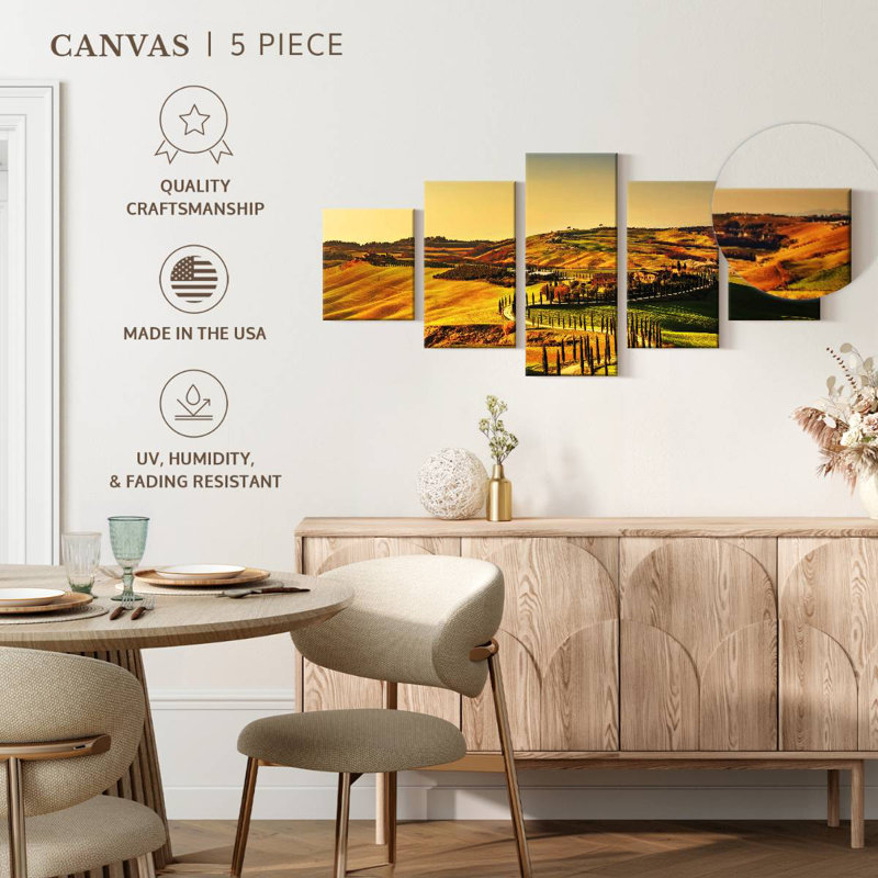 Coucher de soleil en Toscane, H 24 po x l 55 po