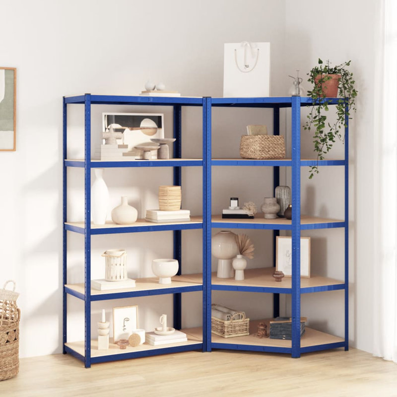 Étagère à tablettes en acier et bois d'ingénierie à 4 couches, Bleu, H 78,7 po x l 35,4 po x P 35,4 po