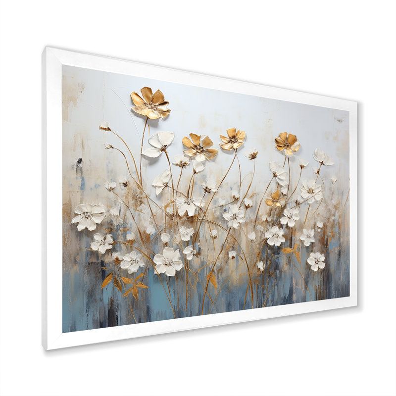 Fleurs sauvages Scerene II, H 12 po x l 20 po x P 1 po, Cadre simple blanc