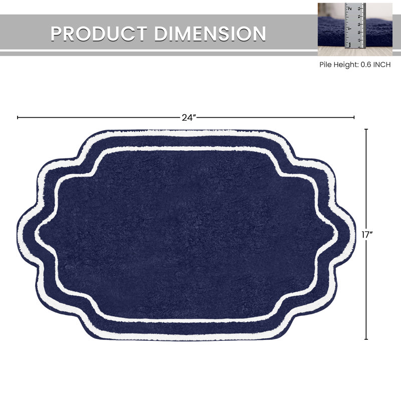 Tapis pour salle de bain Dobrinka, Marine, 17 po x 24 po (rectangulaire)