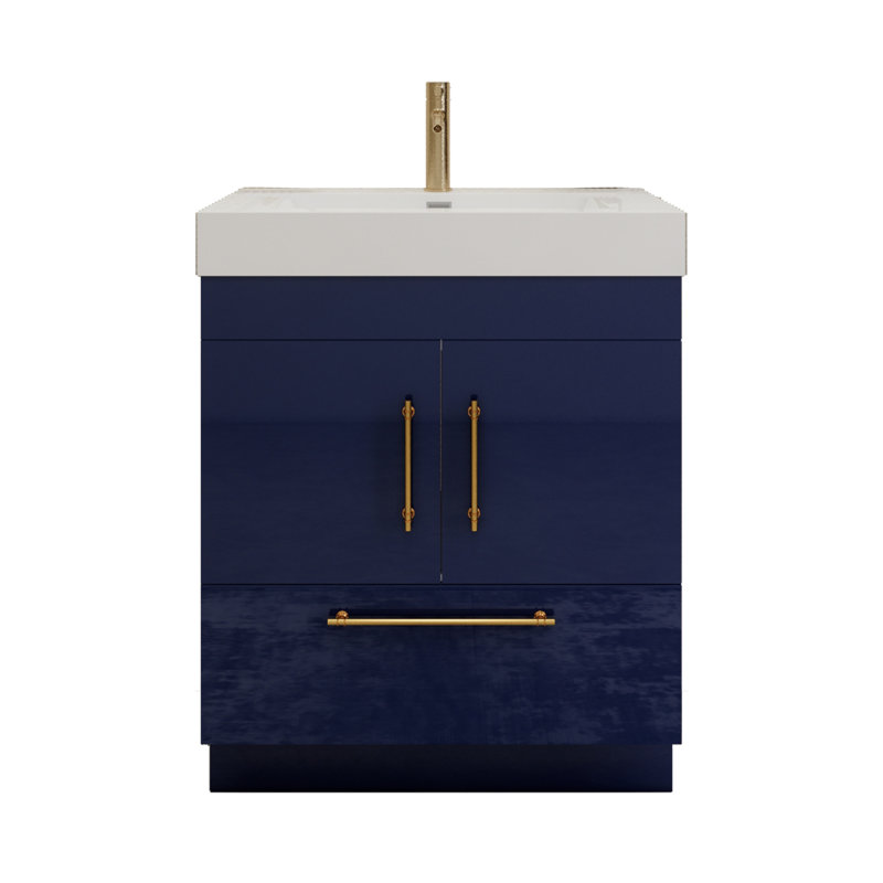 30'' Single Bathroom Vanity with Acrylic Top, Night Blue