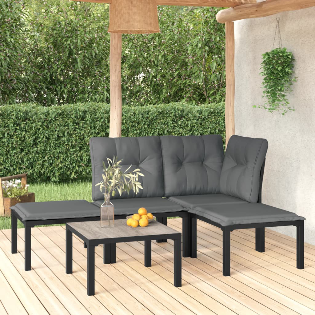 4-Sitzer Lounge-Set Kyriakoula aus Polyrattan mit Polster