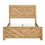 Mobilier de chambre rustique en bois à motif chevron de très grand lit à finition naturelle 1pc-1195389444-1195389447