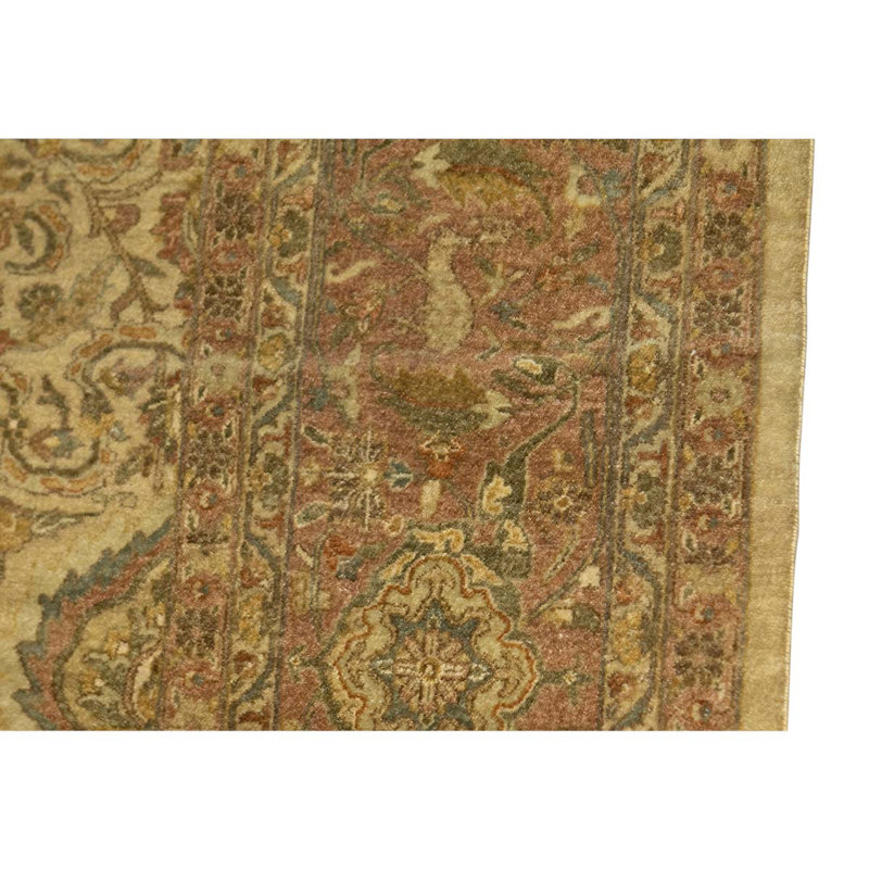 Wool Oriental Area Rug in Beige/Rust
