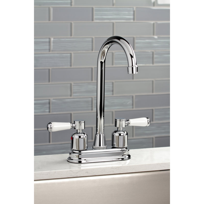 Kingston Brass Paris Two-Handle 2-Hole Deck Mount Bar Faucet, Polished Chrome