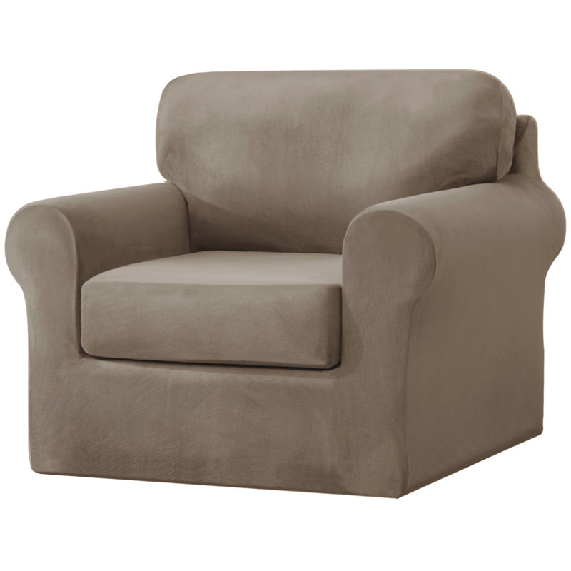Housse pour canapé à coussins carrés/rectangulaires, Velours beige