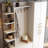 Elegant Hall Stand with 100% Melamine Coated Particle Board, White & Gold, 59.1 x 79.5 x 13.8 inches | Modern Glam Design with Geometric Accents | Sturdy, Stylish Storage Solution for Entryway & Hallway-348358874