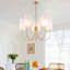 Lustre moderne à 5 lumières avec abat-jour en tissu blanc semi-ouvert Rodden-219247487