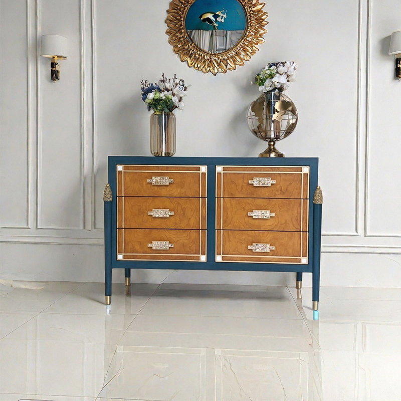 Modern sea shell handle drawer accent cabinet