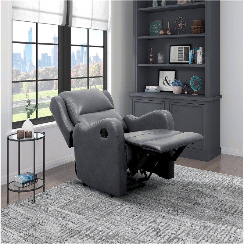 Faux Leather Upholstery Gray Reclining Chair 1Pc Living Room Furniture Comfort Seating, Gray