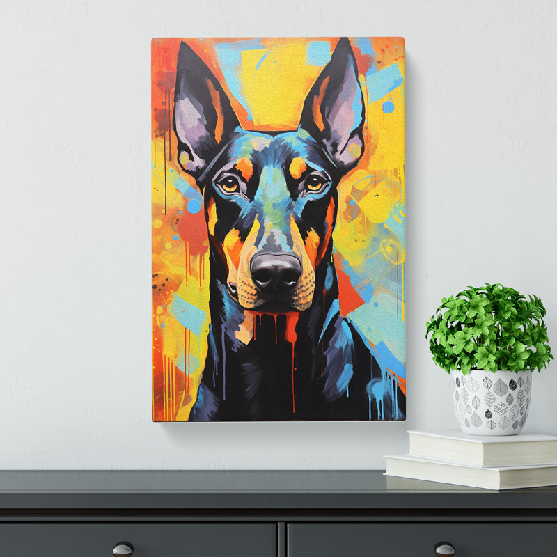Doberman Expressionism - Wrapped Canvas, 76cm H x 50cm W x 3cm D