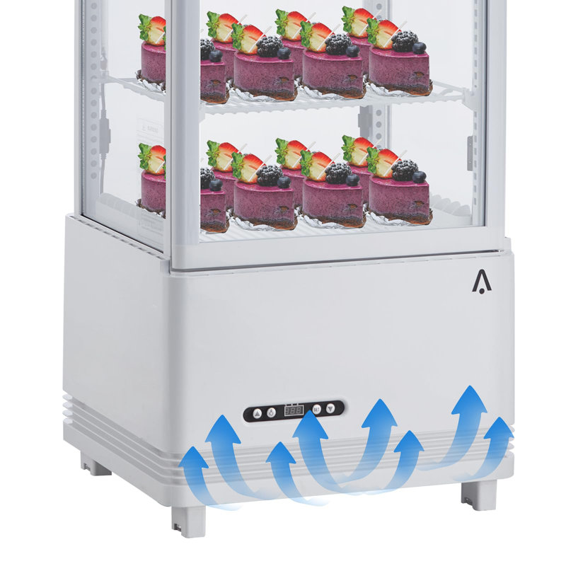 Réfrigérateur commercial commercial - 3,46 pieds cubes Présentoir de pâtisserie de comptoir, marchandiseur de boissons vertical, tablettes réglables
