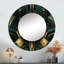 Or et vert, art déco opulence - miroir décoratif damassé, miroir mural rond Boho, impression d'art en métal-99624147
