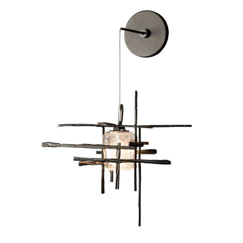 Tura Metal Armed Sconce, Oil Rubbed Bronze, Seeded Clear