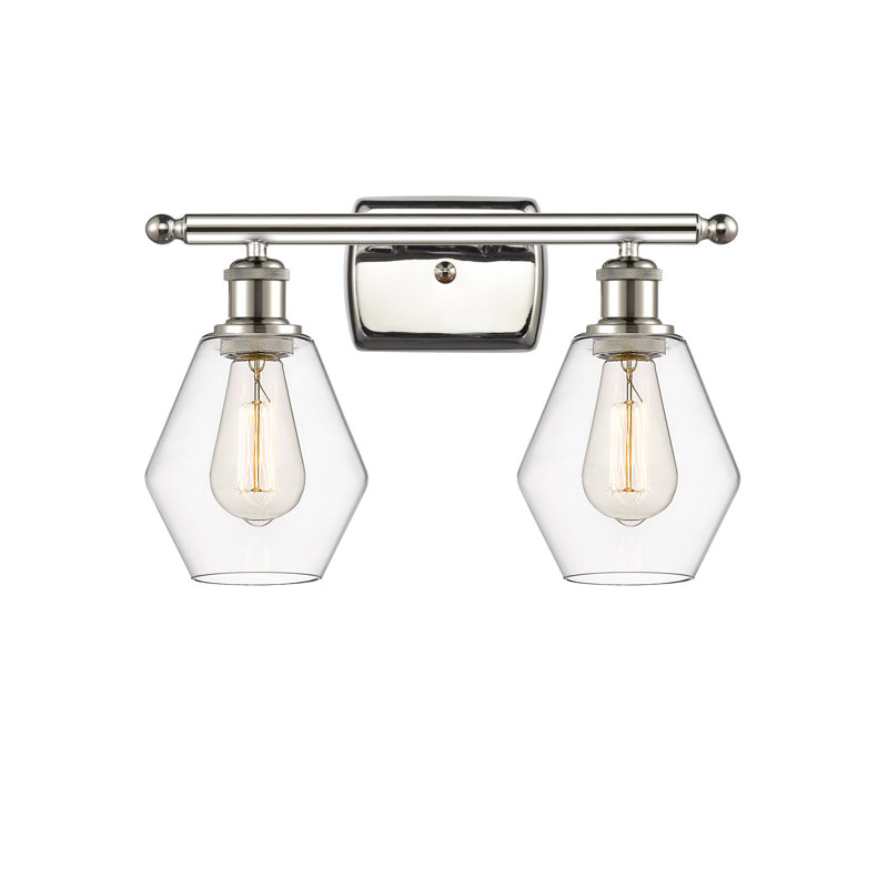 2 - Light Dimmable Vanity Light, Clear, Polished Nickel