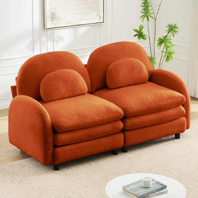 Loveseat, 2-Seater Sofa with Curved Backrest, Lumbar Pillows