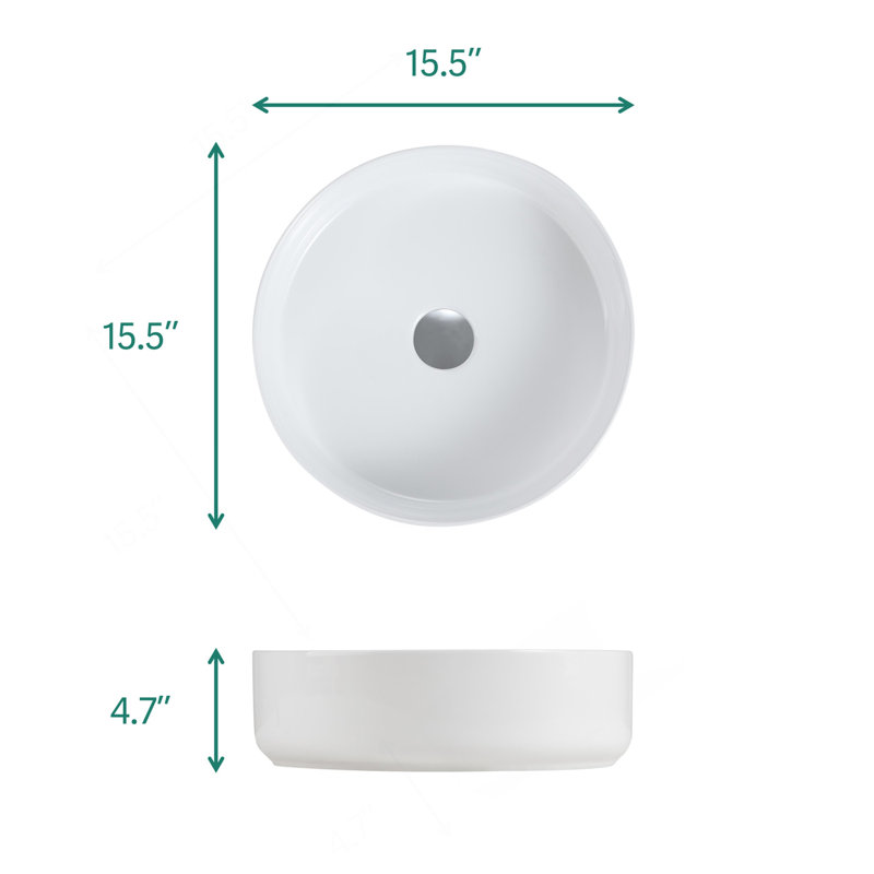 Bassin intégré en céramique blanche, drain non inclus