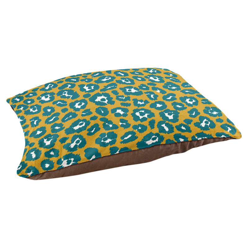 Coussin d'extérieur Indianapolis, Très grand (l 40 po x P 50 po x H 6 po), Doré / blanc / bleu sarcelle