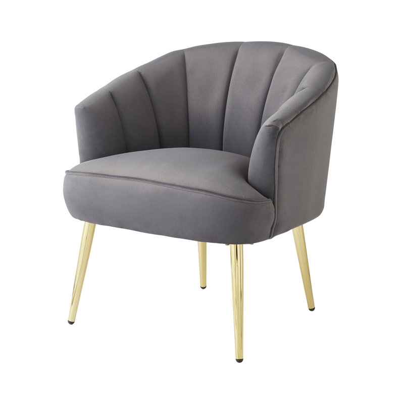 Thierry Velvet Barrel Chair, Grey