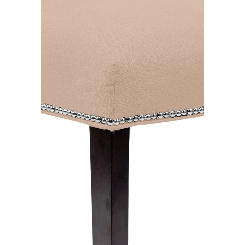 Cyran 20'' H Upholstered Parsons Chair, Pebble, Espresso