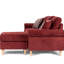 Canapé modulaire réversible en velours rouge avec coussins, méridienne et têtes de clou Paprika-785071229