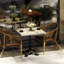 Table carrée en marbre fritté d'aspect marbre - base en fonte robuste pour bistro, café, bar et maison