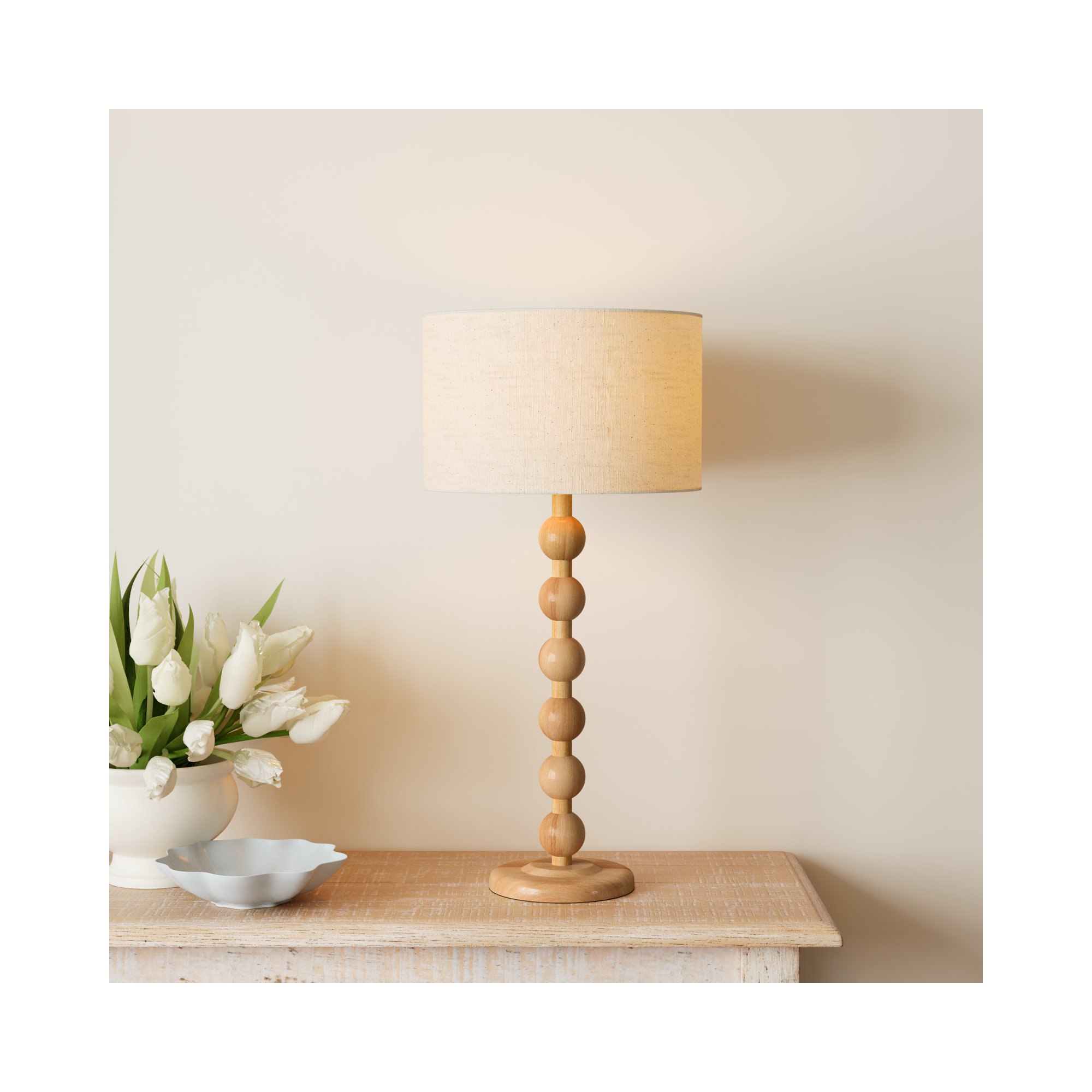 Levy Solid Wood Table Lamp, Natural