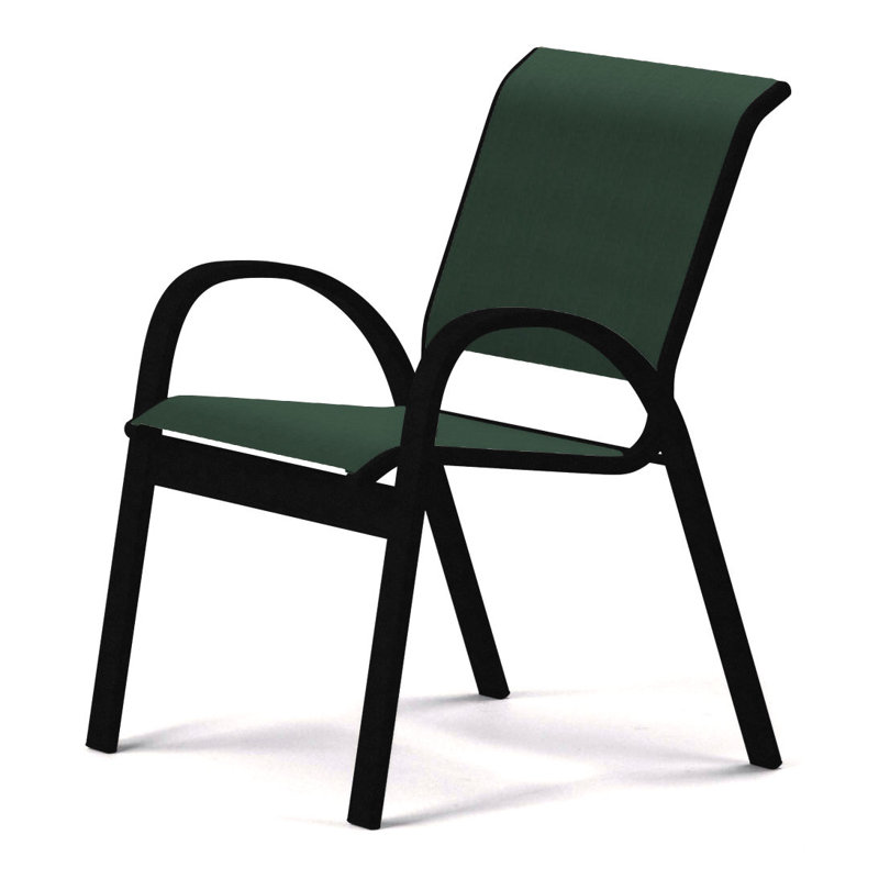 Aruba 1 Outdoor Dining Armchair, Textured Black, Forest Forest Green 22D Sunbrella®