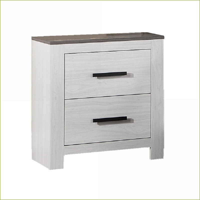 Table de chevet blanche à 2 tiroirs avec rangement pour chambre à coucher