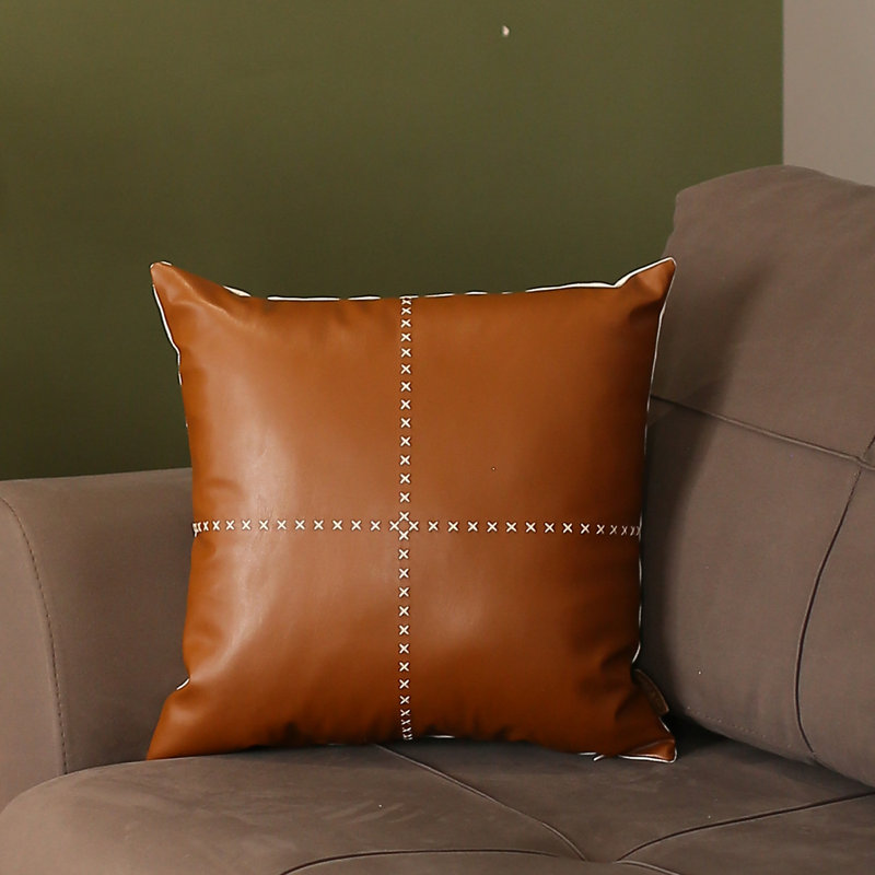 Brown Leather Pillow Cognac Color Pillows Wayfair Leather Pillows