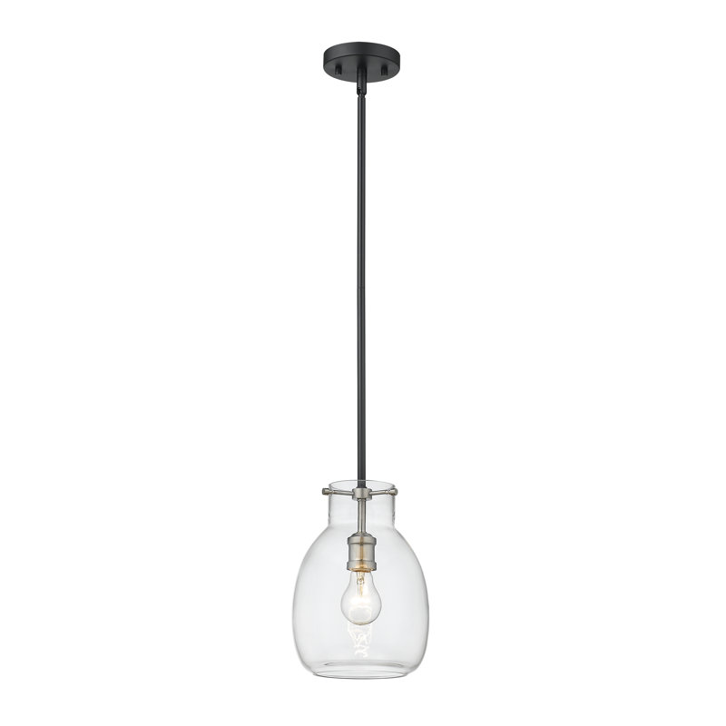 Luminaire à pot simple 1 lumières ArAgon, Noir mat + nickel brossé, H 11 po x l 8 po x P 8 po