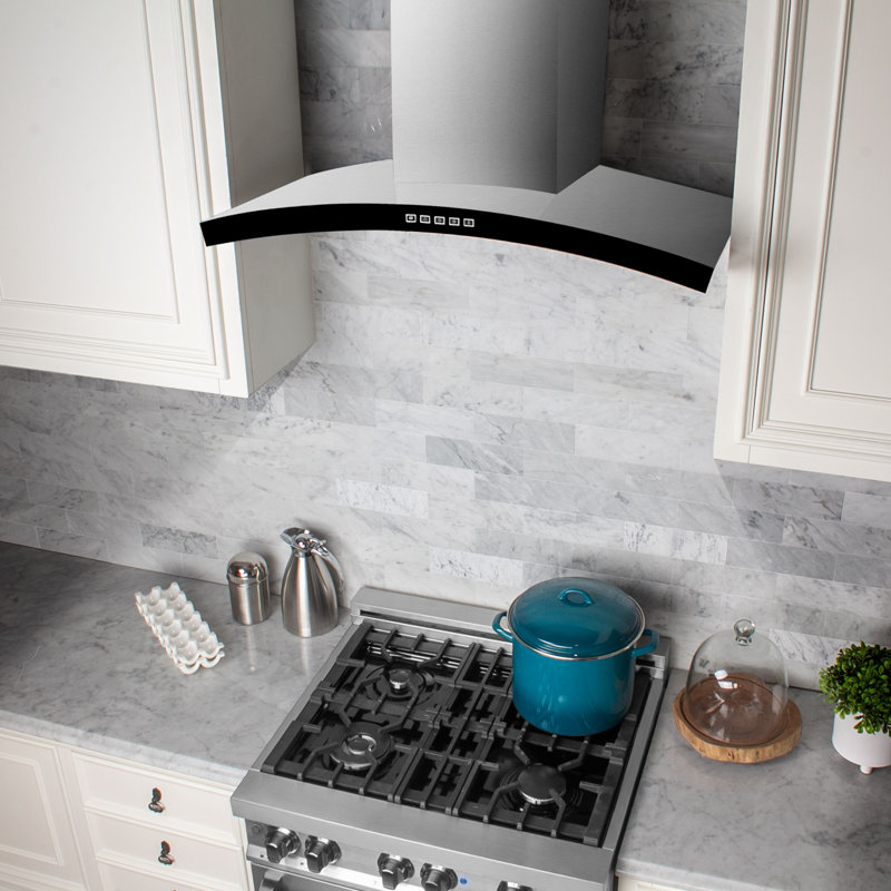 30" KN 400 CFM Convertible Wall Mount Range Hood in Brushed Stainless Steel, 30"