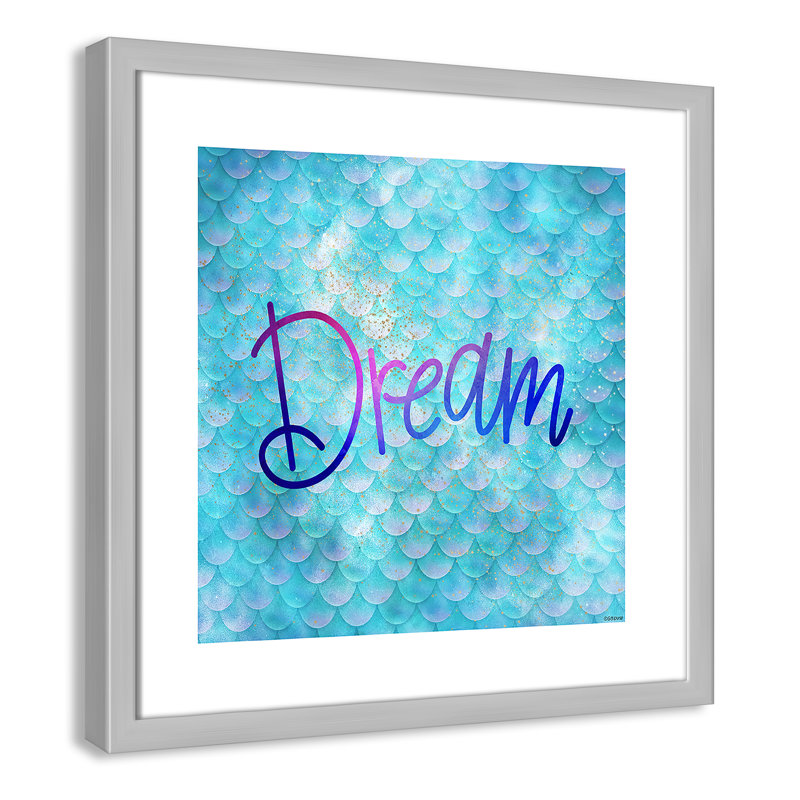 Décoration murale crème Dream Kids, H 17 po x l 17 po x P 1,19 po, Encadré de boîte argent