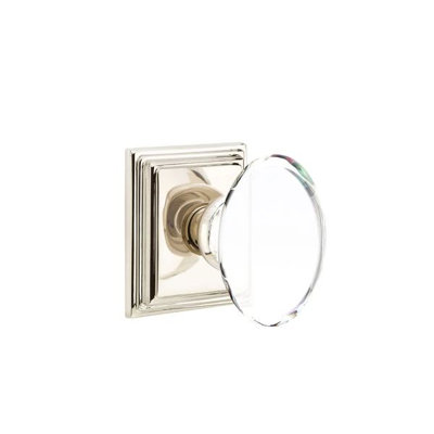 Ensemble de mortaise intérieure Emtek avec rosette Wilshire et bouton de verre Hampton (LH)