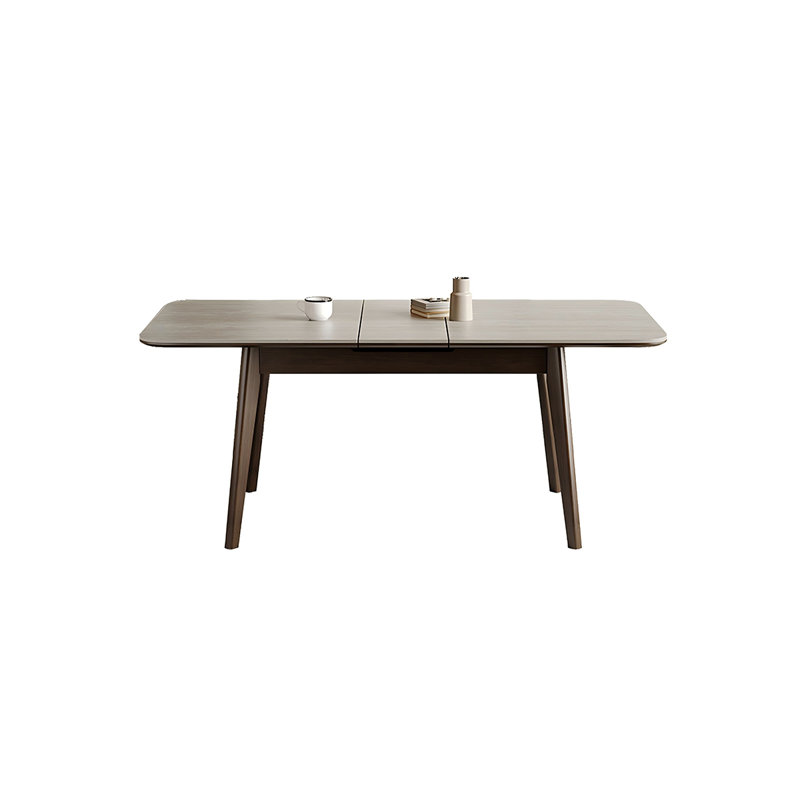 Sintered Stone Solid Wood Ash gray and brown Dining Table, 29.53"H x 43.31"L x 31.5"W