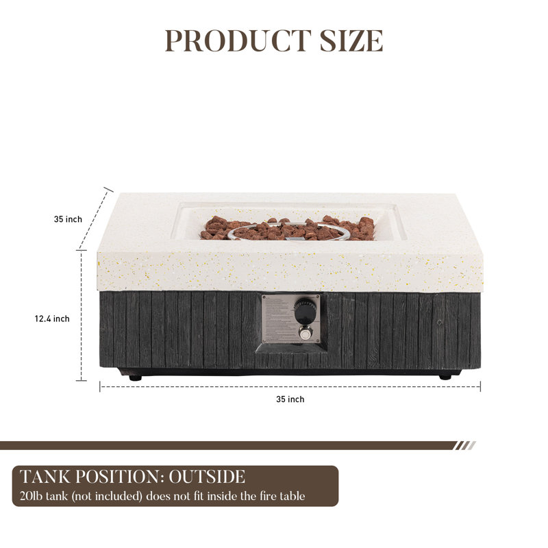 35 "L Concrete Propane Fire Pit Table