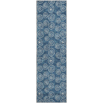 Premium Machine Washable Prisco Blue Rug