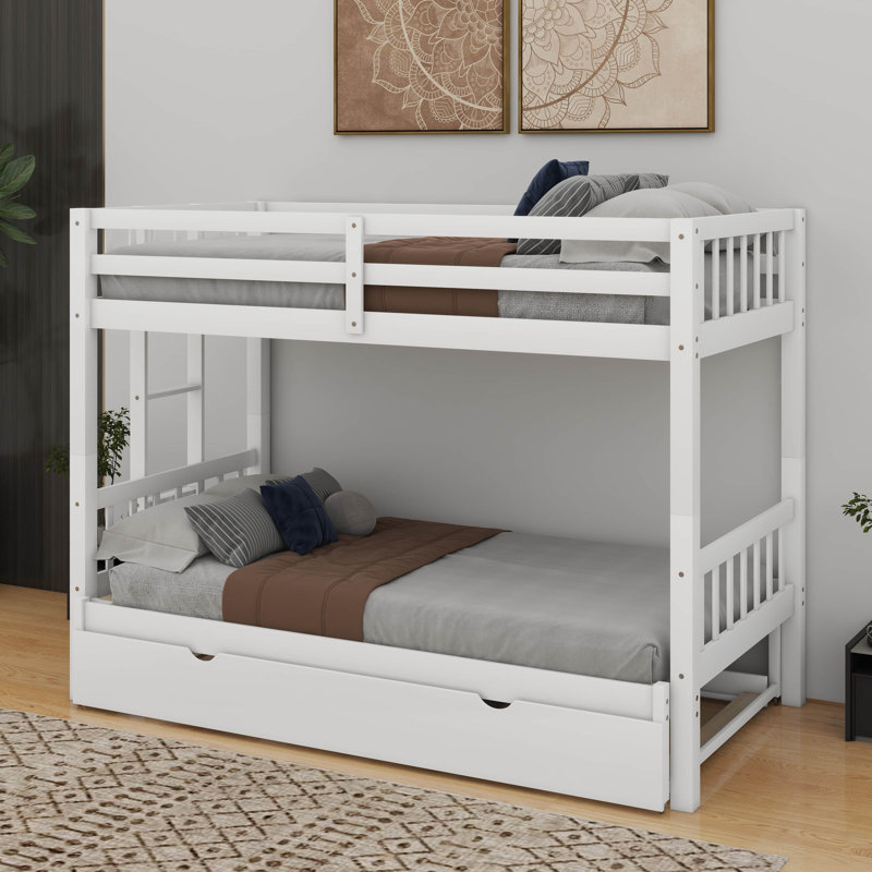 Twin Over Pull-Out Bunk Bed With Trundle, White