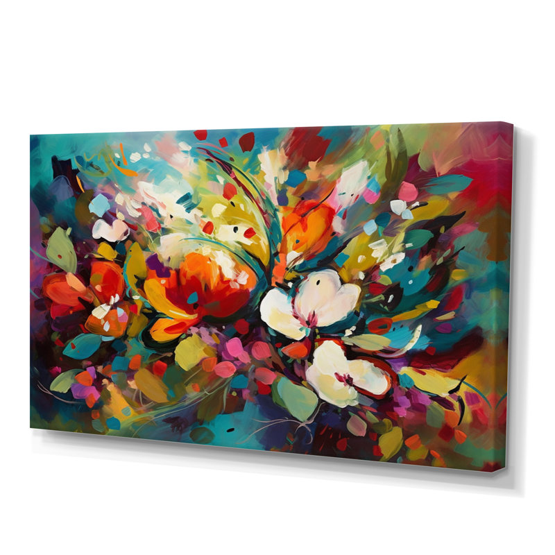 Rynette Red Vibrant Garden Symphony III - Art mural floral, H 12 po x l 20 po x P 1 po, Toile tendue