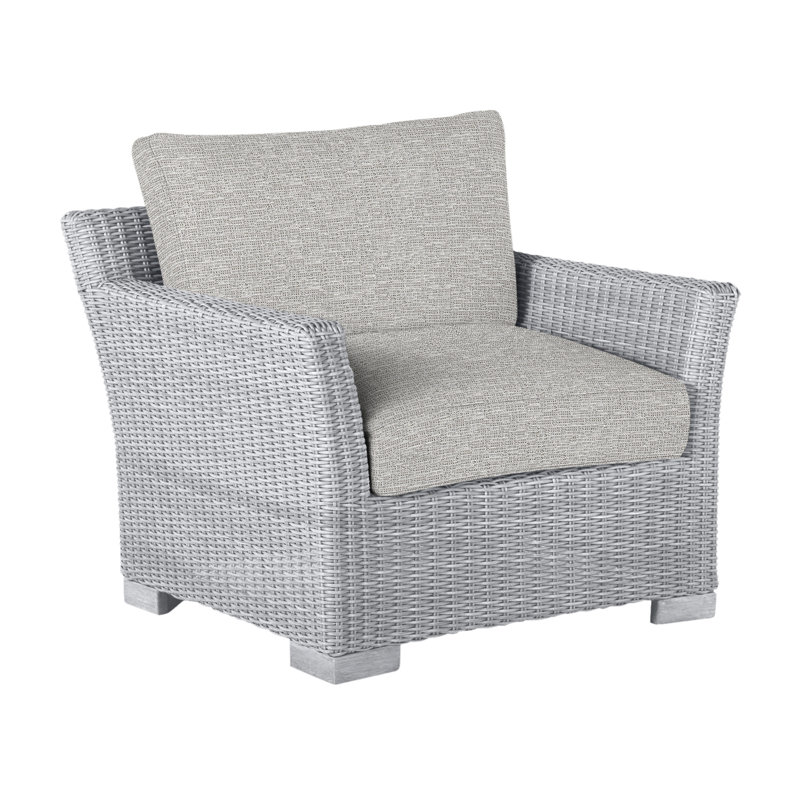 Club Patio Chair with Cushions, Oyster, No Welt, Tweed Toffee