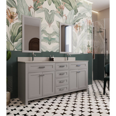 Ensemble de meuble-lavabo double 70,7 po avec miroir Chanai