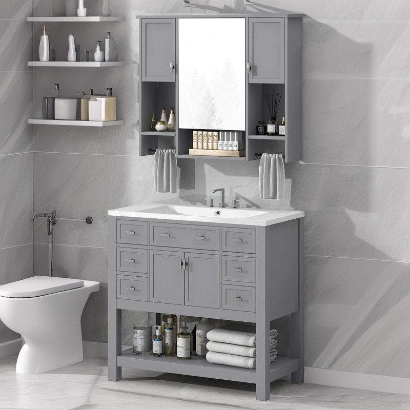 Armoire de salle de bain Tenara, Gris