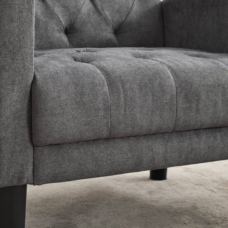 Borut Upholstered 62'' Loveseat, Dark Gray Polyester