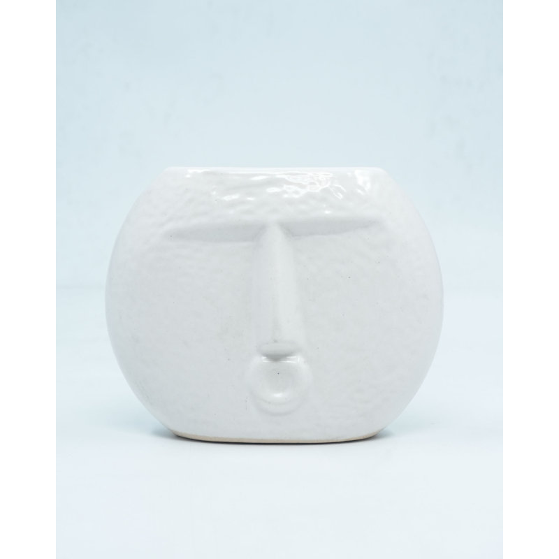 Pot décoratif minimaliste moderne en résine blanche moderne