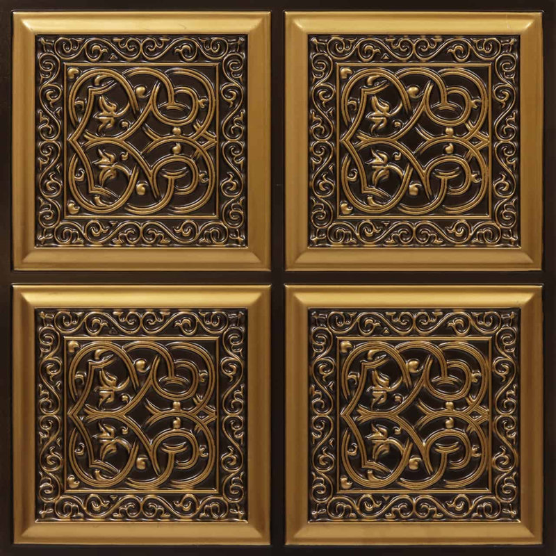 Carreau de plafond texturé en PVC 24 po x l 24 po, Or antique