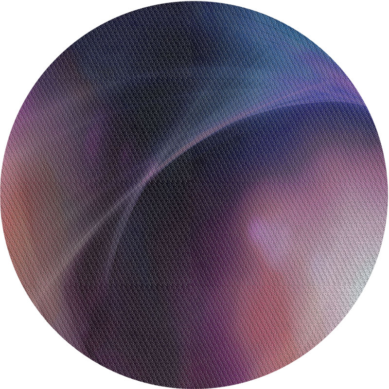 Tapis rose/bleu à motifs, Rond 4 pi