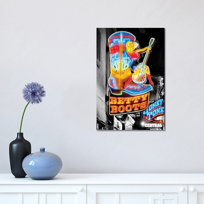 Nashville Broadway Neon Honky Tonk - impression sur toile tendue, H 18 po x l 12 po x 1,5 po