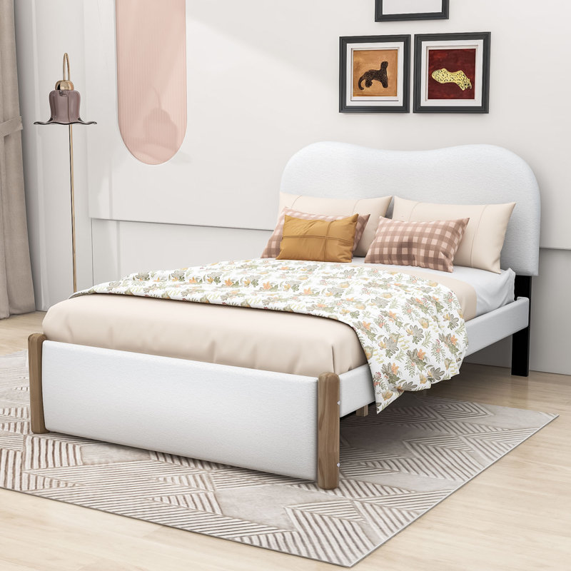 Lit plateforme tapissier Ileana, Double, Blanc