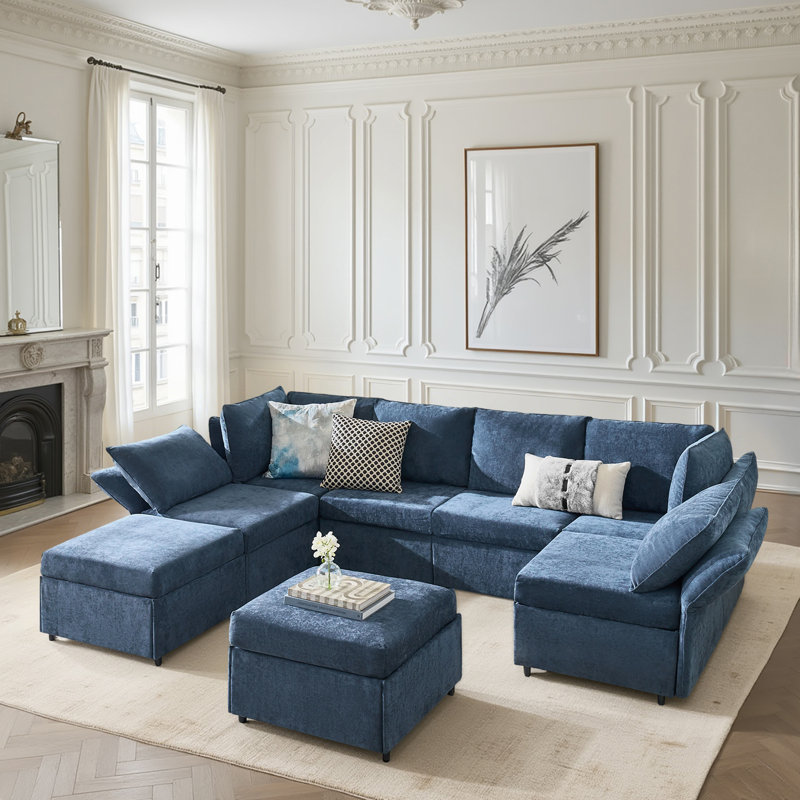 Canapé modulaire 8 pièces Woodring, Marine
