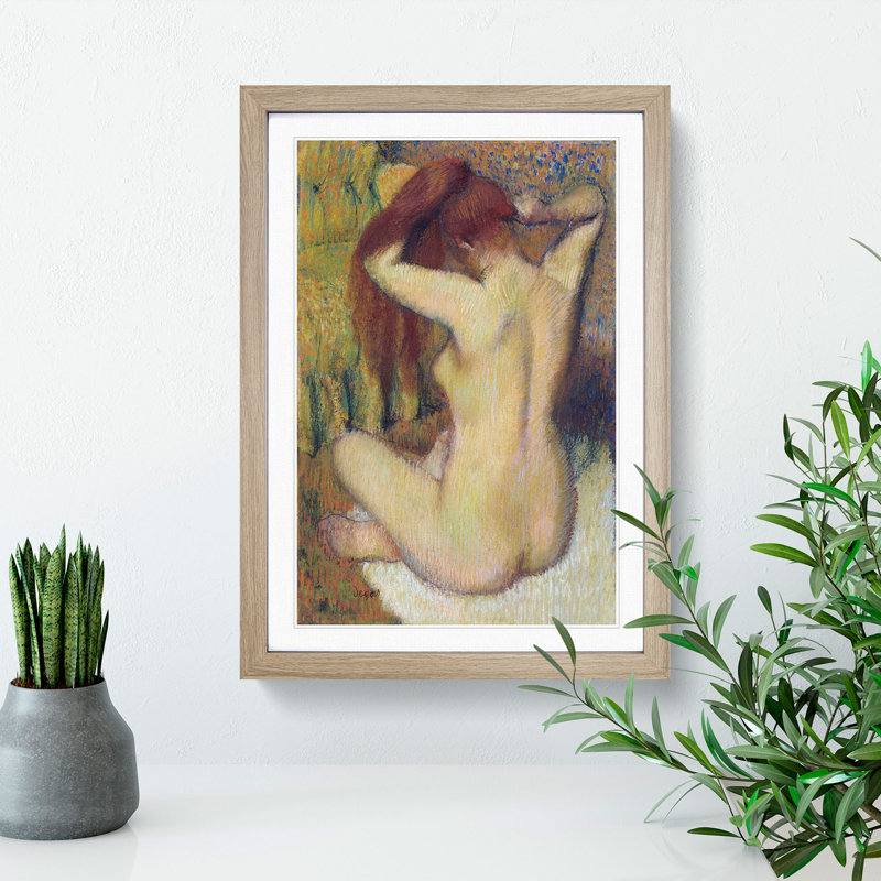 Woman Combing Her Hair by Edgar Degas - Picture Frame Painting, 48cm H x 36cm W x 2cm D, Oak Framed